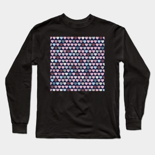 Valentines Hearts- Blue Background Long Sleeve T-Shirt